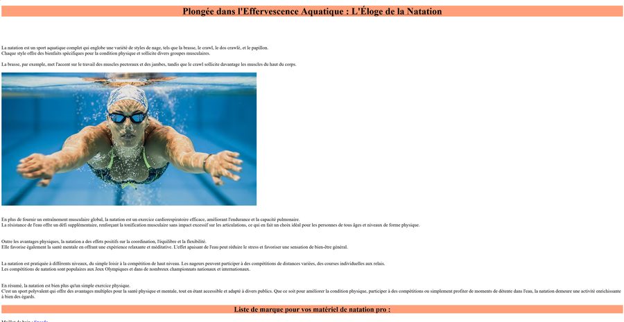Capture du site Course VS Natation
